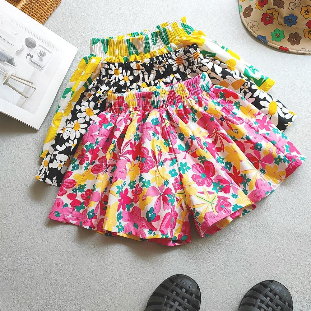 Floral Kids Shorts Girls Flowers Wideleg Beach Shorts For Summer Children Short Pants