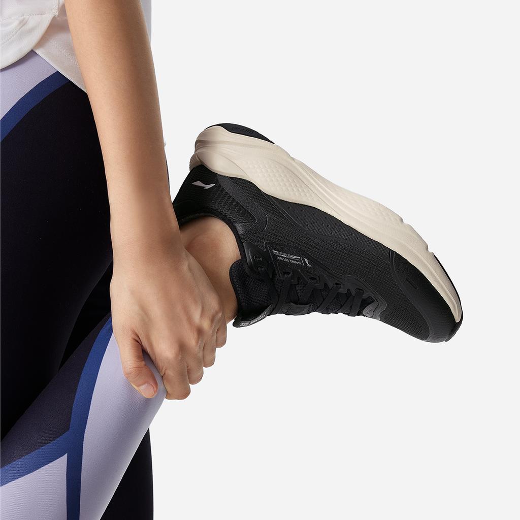 Li Ning Flow Cloud Fashion Trend Простые нескользящие износостойкие повседневные кроссовки с низким верхом для бега Женские кроссовки черного цвета AGLU090-4