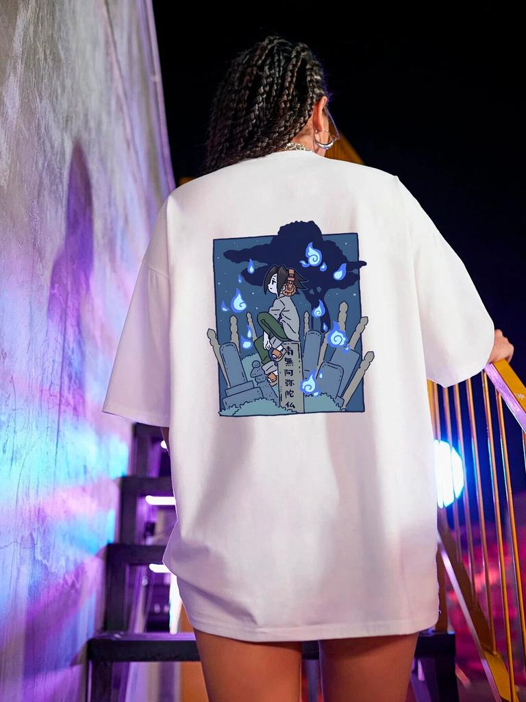 Японская крутая футболка с героями мультфильмов для мальчиков, готические летние хлопковые топы унисекс High Street, футболки с короткими рукавами, женские футболки с круглым вырезом