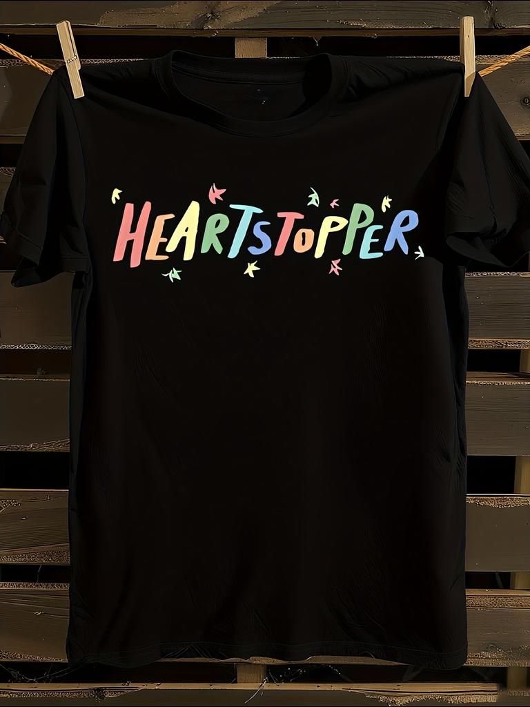 Футболка в стиле сериала Heartstopper Мужская футболка Женские футболки с принтом букв Короткий рукав Повседневная уличная футболка Топ