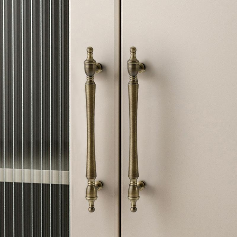 Эргономичные ручки для ящиков из цельной латуни, простая установка, антикварные ручки для шкафов, модернизация для комодов с французскими дверцами, буфетов