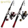 SOUGAYILANG Telescopic Fishing Rod 1.6M Spinning Fishing Pole Fishing Reel Set 5.0:1 Speed Metal Spool Carp Reel Rod Combo