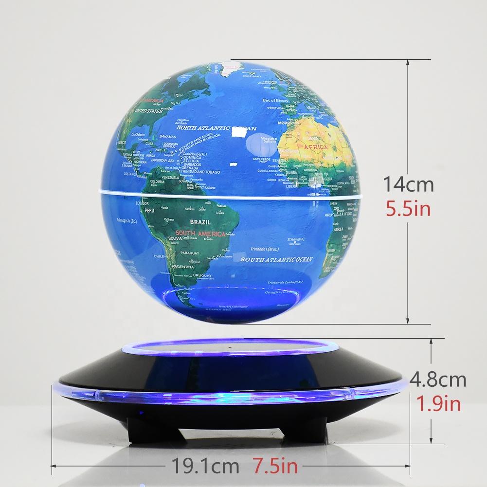 140 mm  Geography Education Base Bottom Magnetic Levitating Earth Globe Floating World Globe  Color Light Levitation Globe