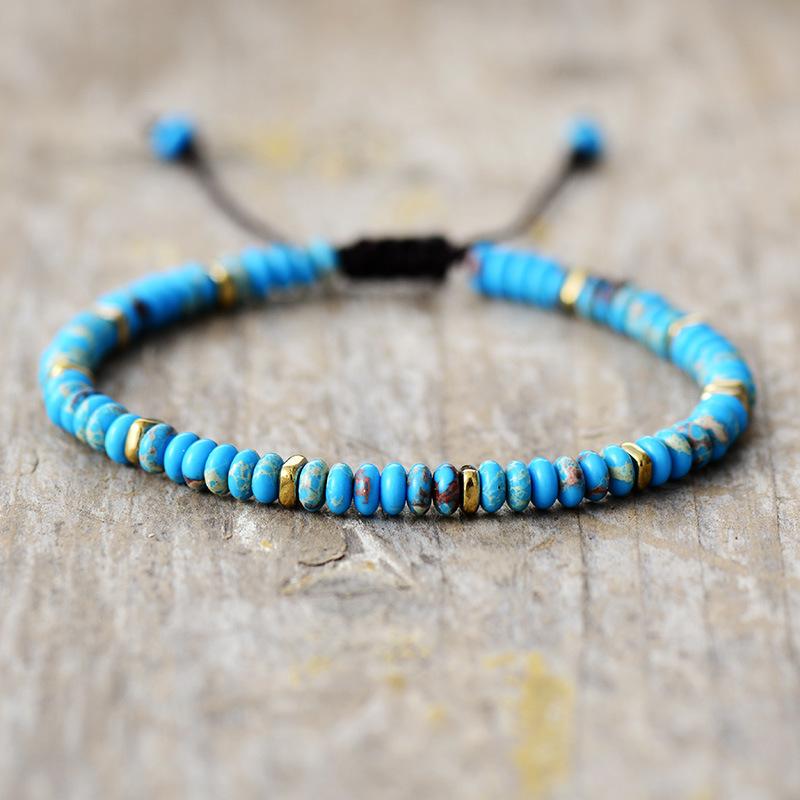 Luxury New Stone Handmade Beaded Men's and Women's Bracelets Turquoise Adjustable Bracelets European and American Fashion Jewelry Couple Gifts