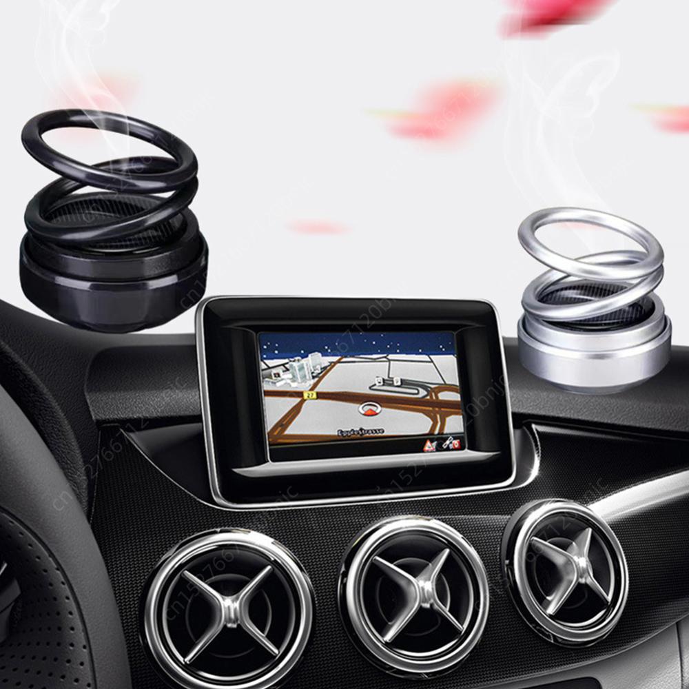 Автомобильные освежители воздуха на солнечной энергии, кинетический молекулярный нагреватель, вращающийся воздухоочиститель с двойным кольцом, парфюм, украшения для автомобиля