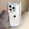 Soft Silicone Cute Cat Ear Phone Case For iPhone 11 12 13 14 15 Pro Max Transparent Shockproof Hard Acrylic Bumper Back Cover