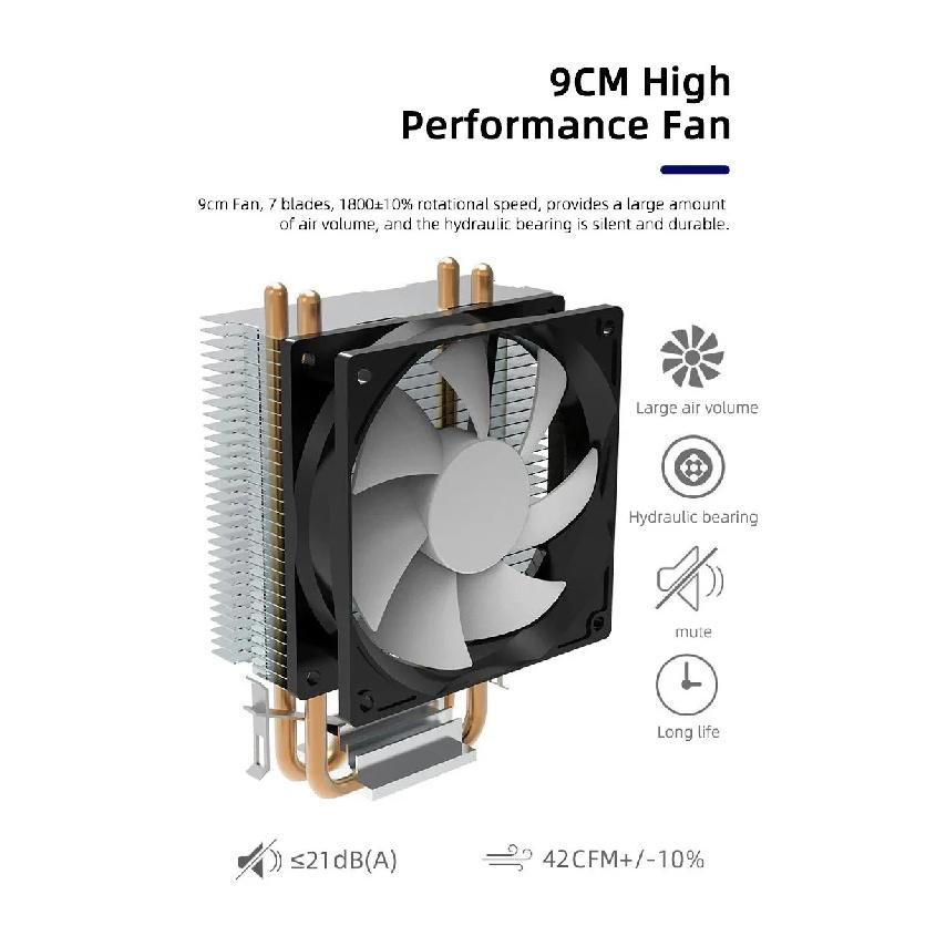Coolcirc A400 CPU COOLER 4 Heat pipes 9cm RGB Cooler PC Air-Cooled Radiator Quiet Hydraulic Bearings For AMD AM2/AM3/AM4