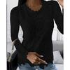 Women's Round Neck Solid Lace Long Sleeve Top