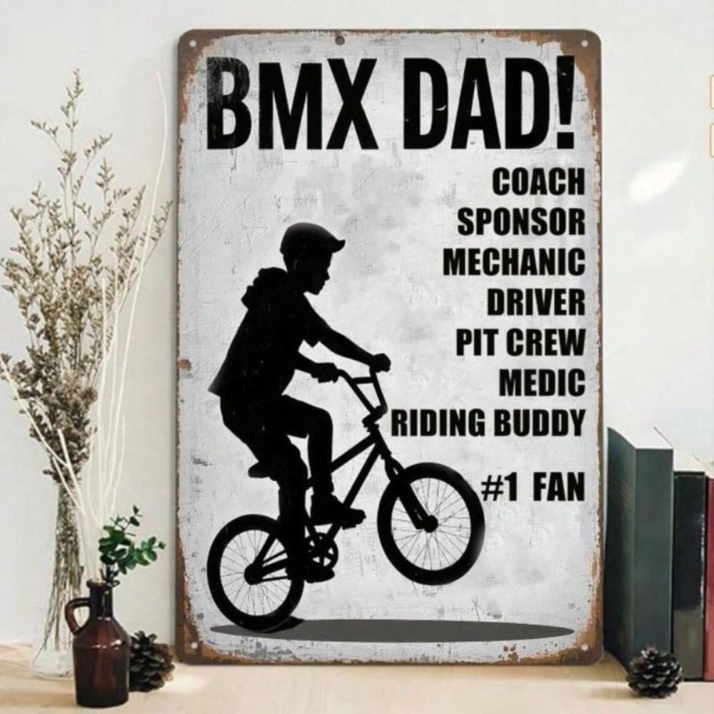 Металлическая настенная живопись Забавный папа BMX Ретро жестяная вывеска 8x12 дюймов Декор для гаража