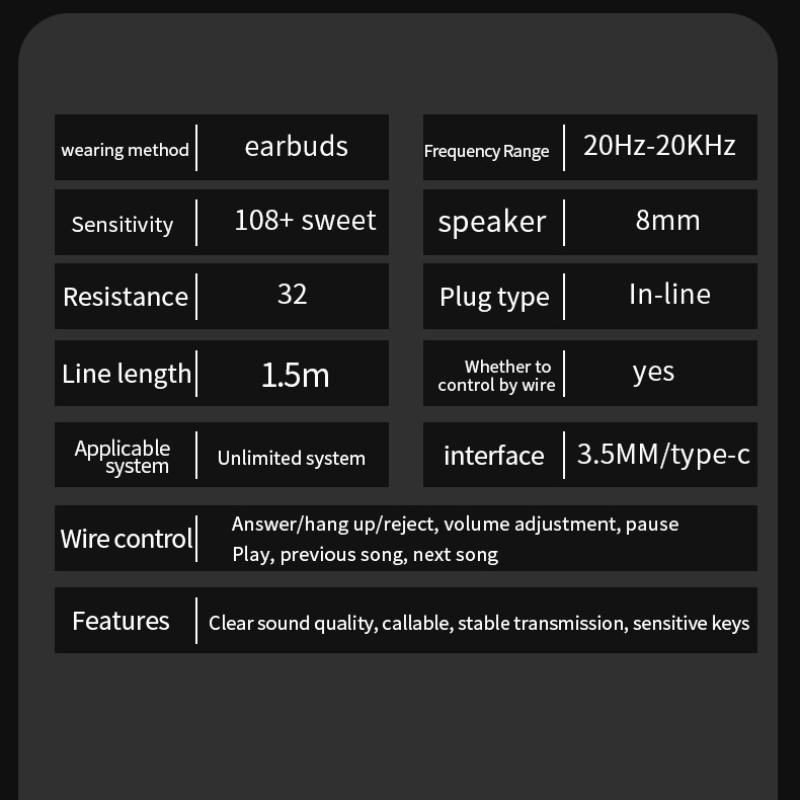 KG05 Спортивные наушники-вкладыши с проводным управлением и микрофоном Наушники для мобильных телефонов с тяжелыми басами 3,5 мм / Type-C