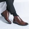 2025 осень и зима новая большая мужская обувь на высоком голенище с острым носком деловая повседневная модная британская кожаная обувь