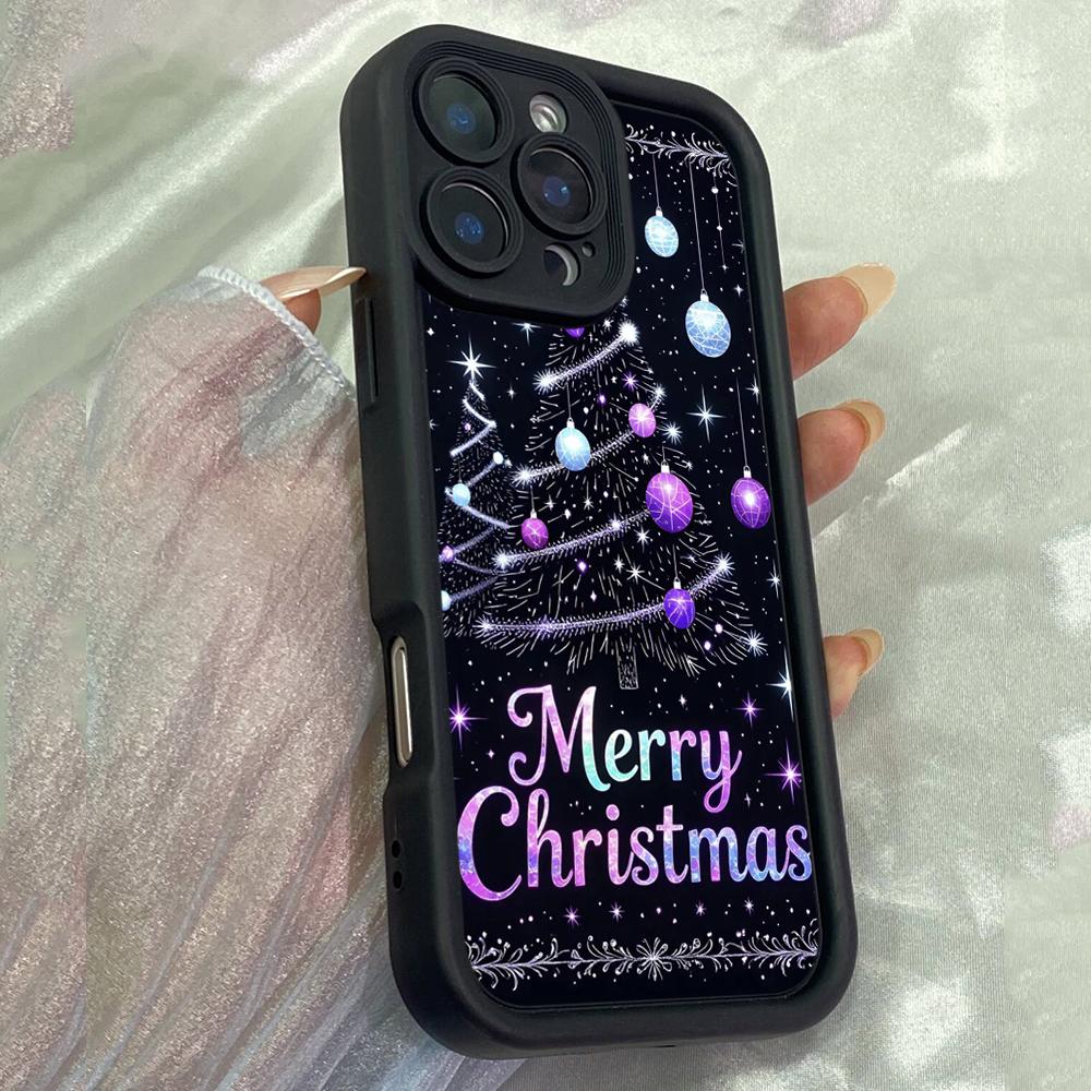 JT346 Веселая Рождественская Елка для iPhone 17 16 15 14 13 Pro Max Samsung S26 S25 Ultra A17 A07 A56 Xiaomi 15T Redmi 15c Note 14 13 12 11 Мягкий Чехол
