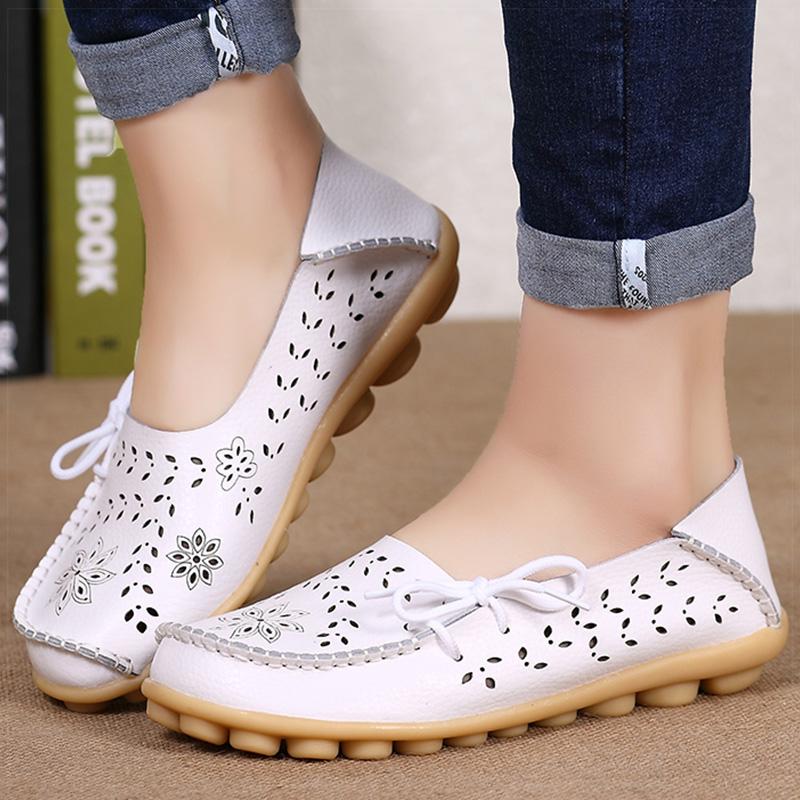 Модная женская обувь Женские туфли на плоской подошве Мягкие кожаные повседневные туфли на плоской подошве Летние черные лоферы Женские мокасины Балетки Zapatos Mujer