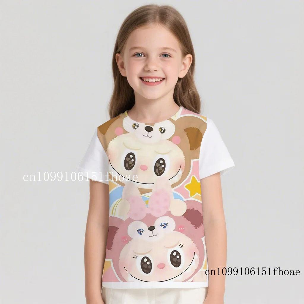 Miniso's Labubu Cute Cartoon Collaboration for Boys Girls Students and Children a Refreshing Fashionable and Versatile T-shirt