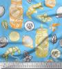 Japan Crepe Satin Fabric Lemon Slice Jar,Cucumber & Ginger Vegetable Print Fabric by the Metre 42 Inch