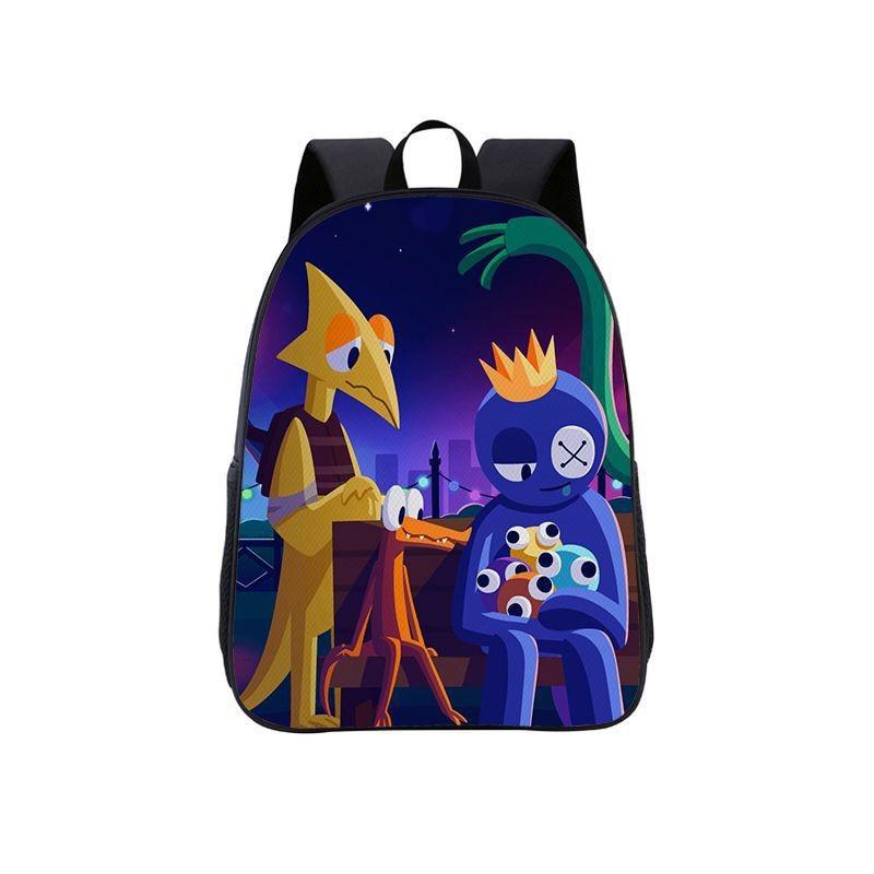 Rainbow Friends Color Anime Cartoon Print School Backpack For Boys Girls And