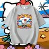 2026 новая футболка Hello Kitty из мягкого хлопка с коротким рукавом и круглым вырезом, милый принт, легкий летний топ для женщин, повседневная одежда