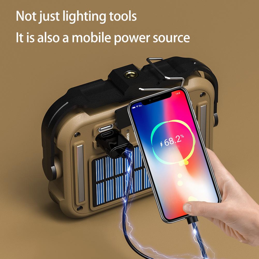 Projector Flood Light Adjustable Color Temperature Portable Construction Lamp Solar-Powered Work Light Travel Hiking Floodlight
