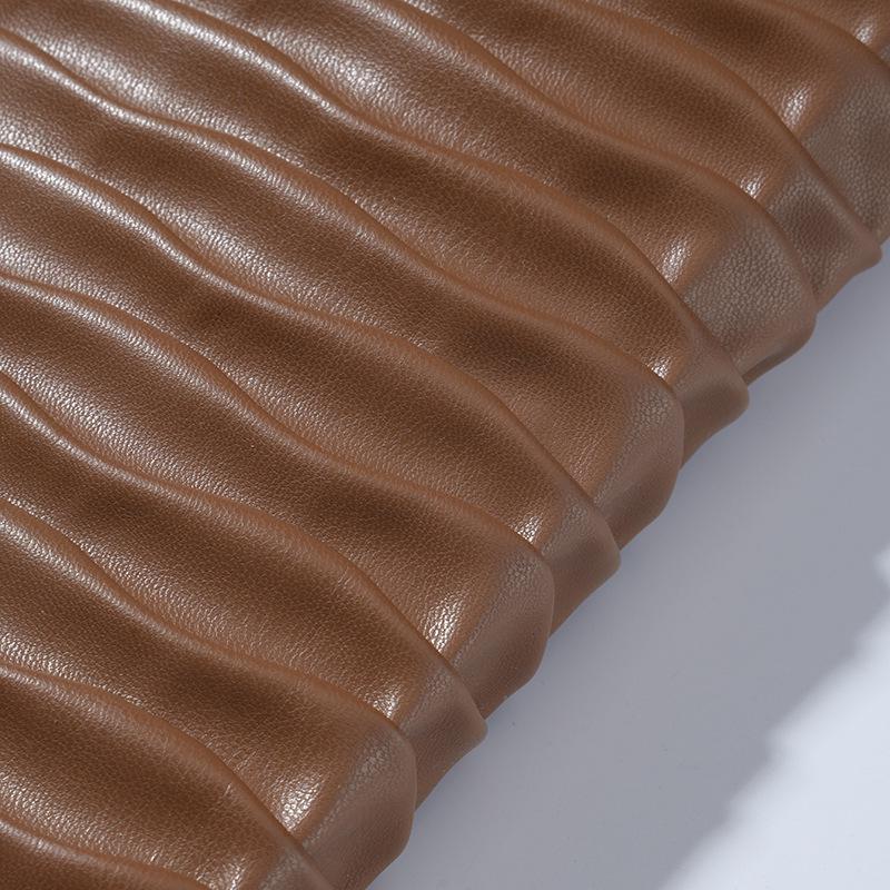 Беспроводная стеганая 3D тисненая плиссированная ПУ дышащая водонепроницаемая эластичная ткань для одежды, сумок и обуви