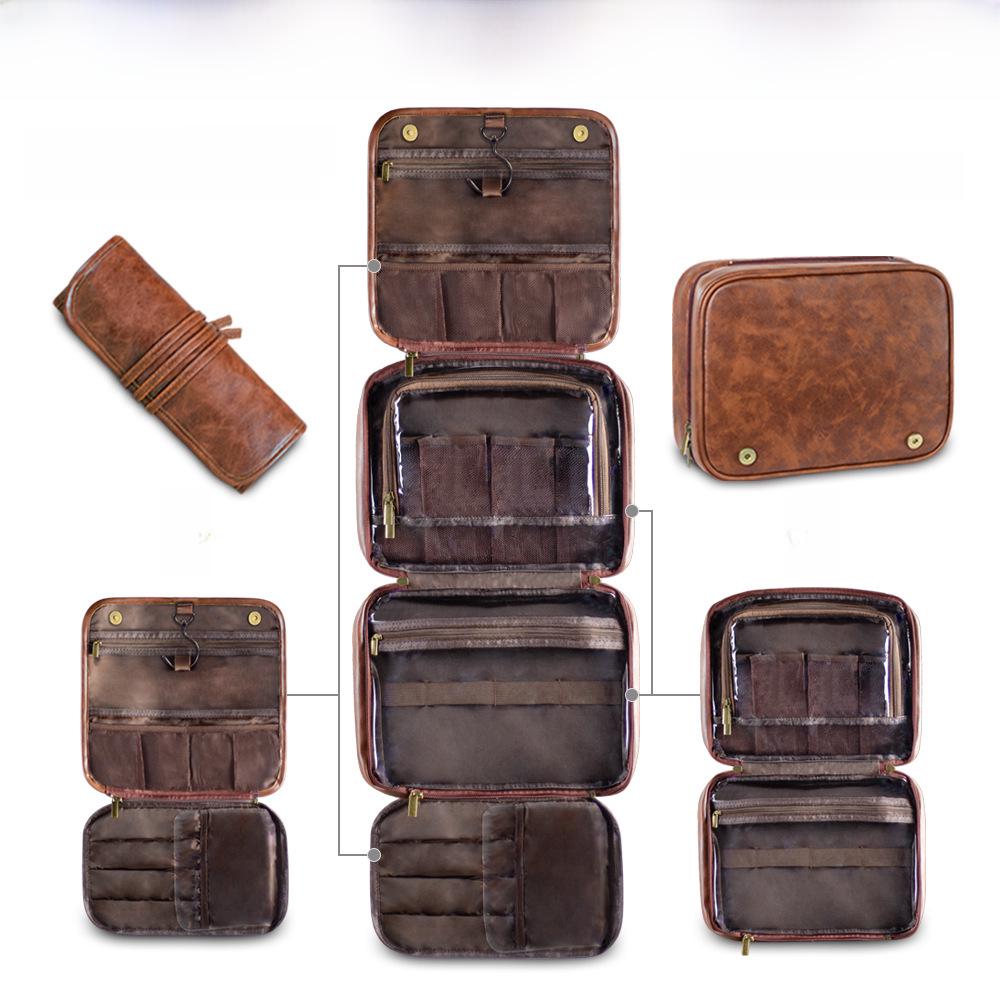 2024 Мужская водонепроницаемая косметичка премиум-класса из ПУ, большой вместительный органайзер для косметики