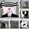 Advanced Black White Pillow Case Short Plush Sofa Decorative Gift Home Double-sided Printing Cushion