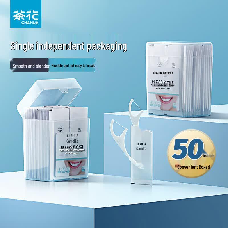 CHAHUA Гладкие зубочистки с нитью, индивидуально упакованные (50 графов)