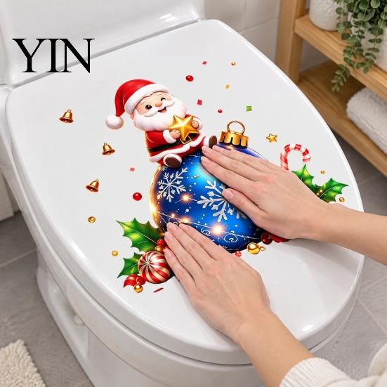 Decorative Holiday Scene Decals Santa Claus Christmas Stickers, PVC Waterproof Window for Easy DIY Ornaments Home Wall Glass And Storefront