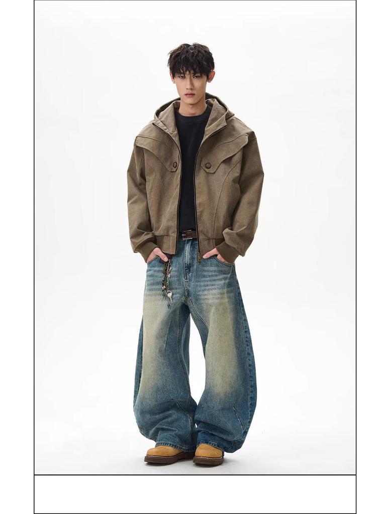 Мужская ретро-куртка Харрингтон с заклепками - Повседневная свободная посадка для весны и осени