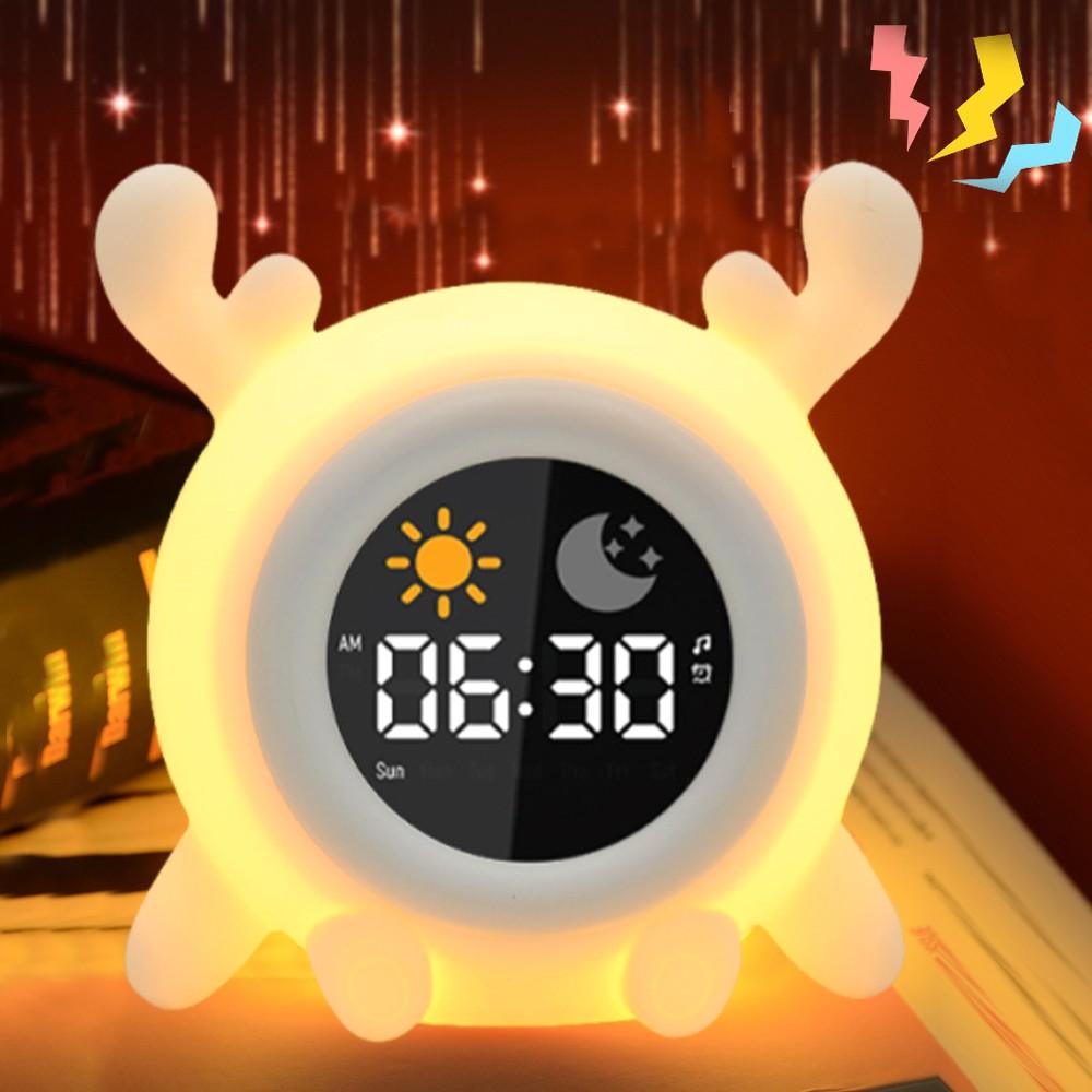 Милый будильник, ночник, силиконовые часы для обучения сну, для детей, красочный, меняющийся, сенсорный, ночник для детской спальни