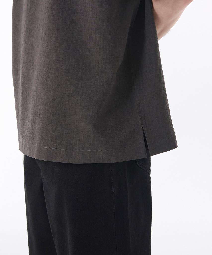MUSINSA STANDARD Crease Relaxed Half Zip-Up Shirt [Gunmetal]