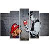 Five Piece Picture Canvas Print Banksy Mario Graffiti
