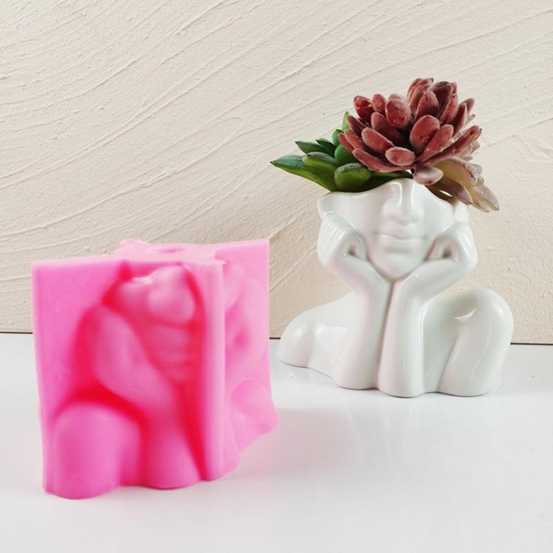 Силиконовая форма для цветочного горшка, бетонная цементная форма для горшка для растений, форма для цветочного горшка, форма для эпоксидной смолы, держатель для кистей для макияжа, форма-органайзер