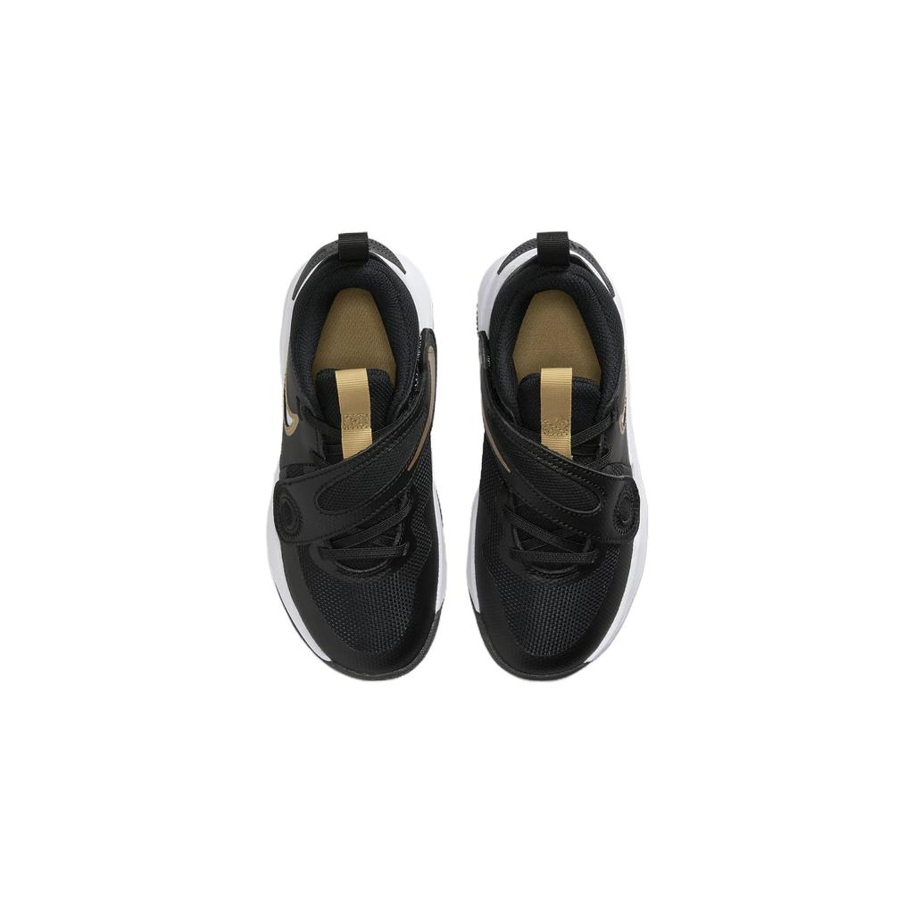 Nike Team Hustle D11 PS Black Metallic Gold Kids Sneakers White DV8994-004