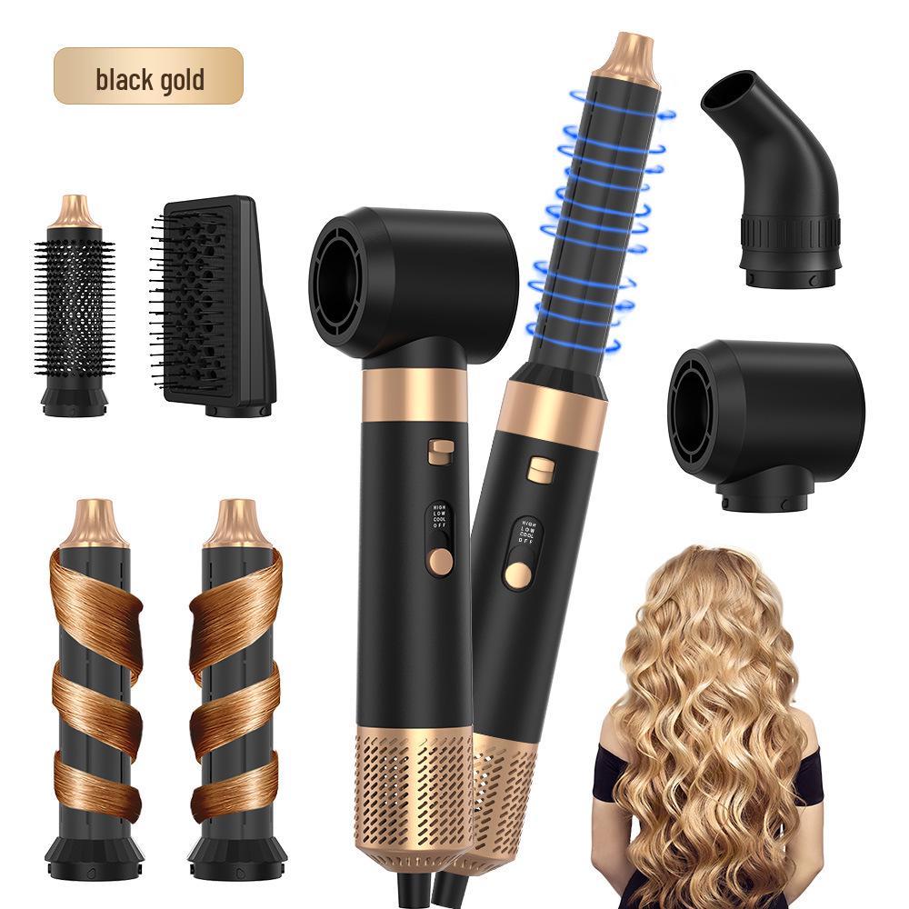 6-in-1 Hair Dryer & Styler: Hot Air Brush, Curling Iron, Automatic Curler, Straightener.