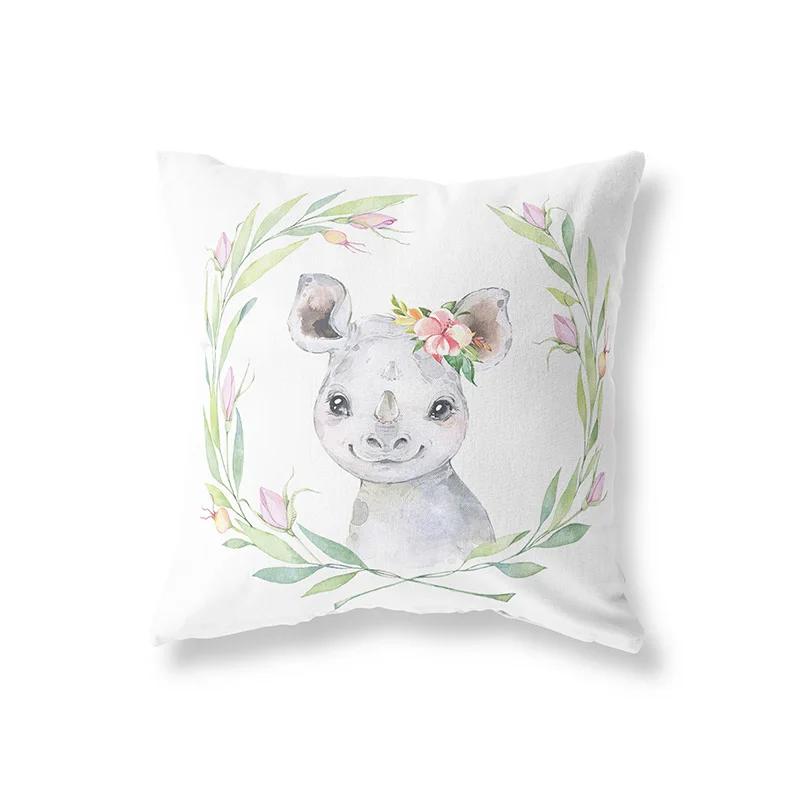 Милый кролик жираф животные декор детской комнаты полиэстер наволочка для подушки диванная подушка украшение дома наволочка для подушки