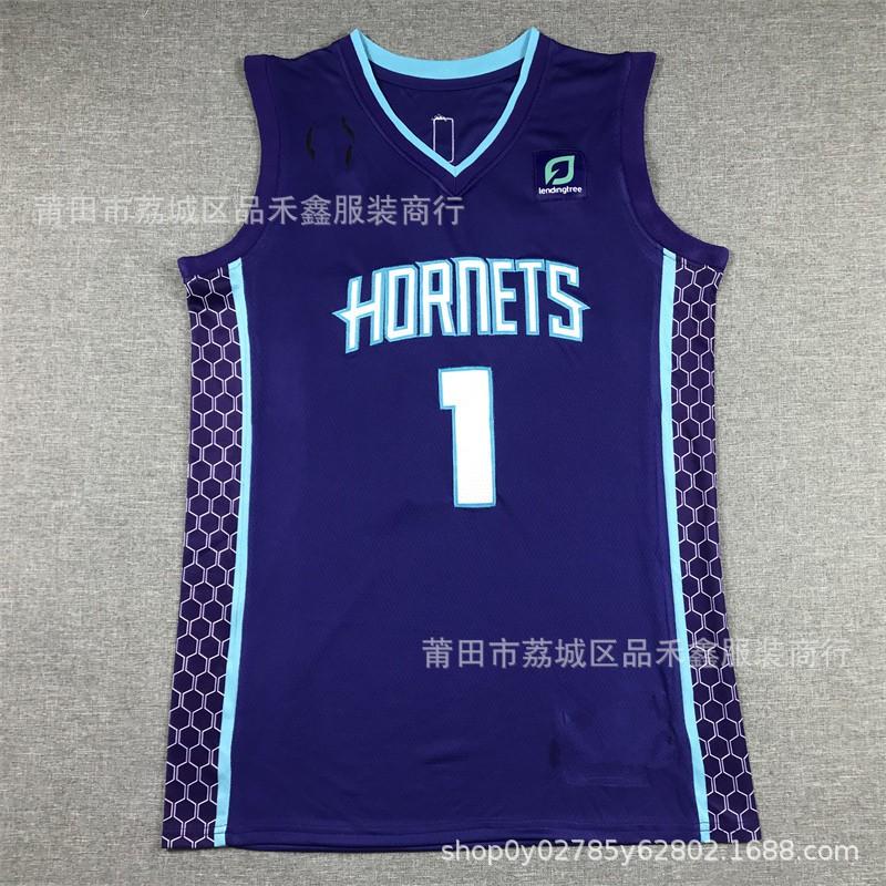Вышитая баскетбольная майка Charlotte Hornets LaMelo Ball 1 Белый Зеленый Синий Унисекс Взрослый Хлопок Спортивная одежда