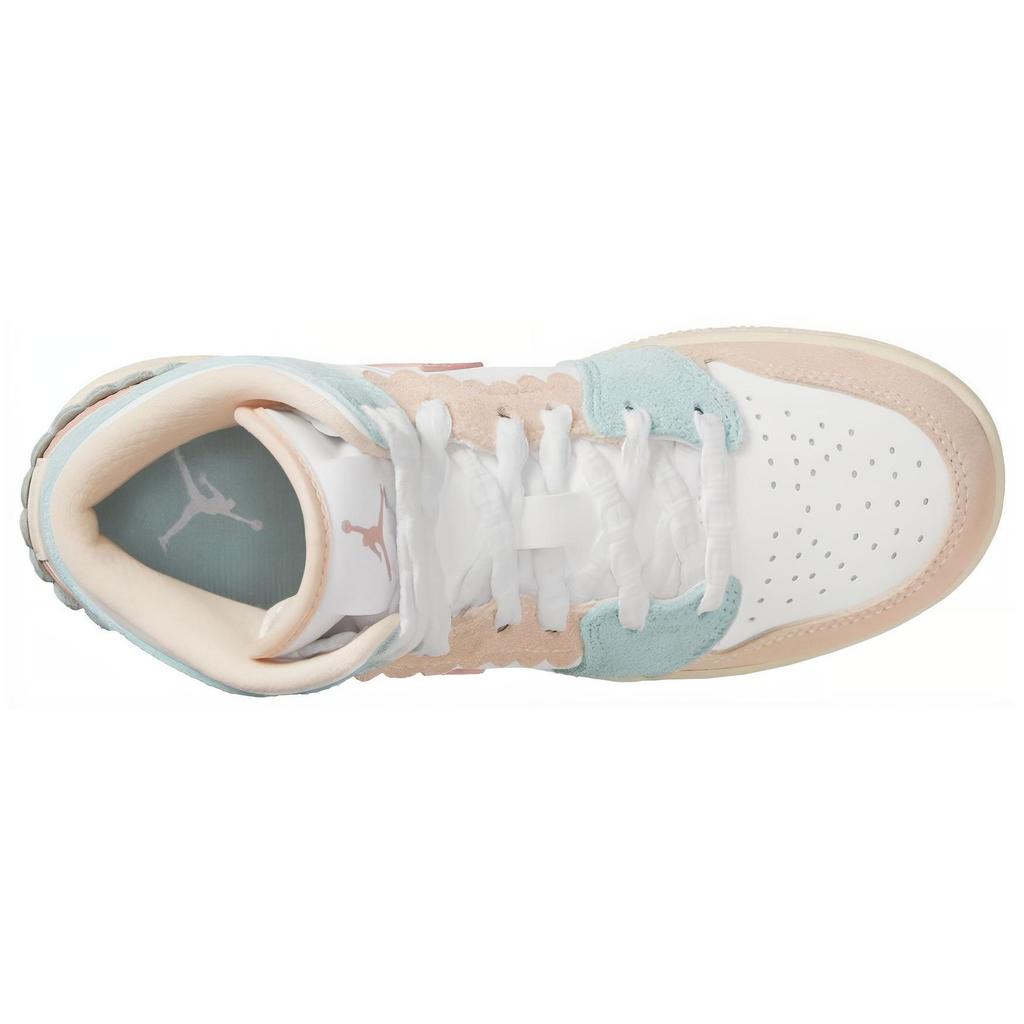 Детские кроссовки Air Jordan 1 Mid SE GS Scalloped Edge Green White Pink-Oxford DZ5361-100