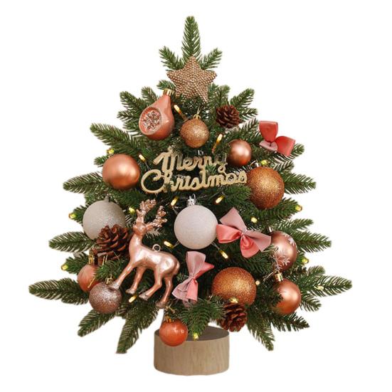 Мини-елка 45 см, светящаяся настольная искусственная рождественская сосна, работающая от батареек, маленькая