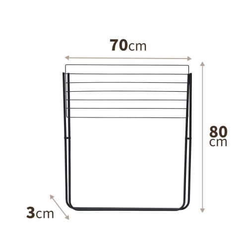 Tenma (Tenma) Black Clothes Dryer/Bath Towel Stand, 70cm Wide x 30cm Deep x 71cm High, with a Chic Design that Blends in with Any Interior. PSBK-02