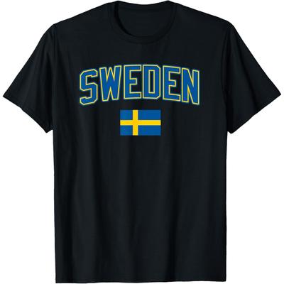 Забавный подарок Швеция Флаг Sverige Винтажные шведские футболки Мужские Хлопок Юмор Уличная одежда Футболка с коротким рукавом Унисекс Свободная одежда