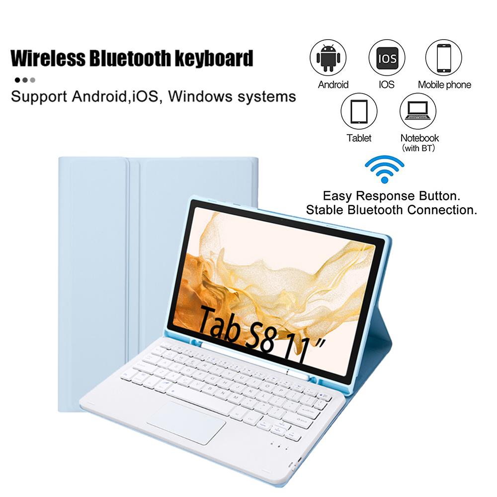 Wireless Portable with Pencil Stand Bluetooth Touchpad Keyboard Case for Samsung Galaxy Tab S8 11 2022 Tablet Protective Cover