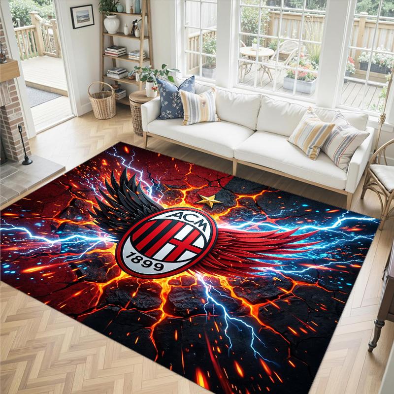 Дизайн AC Milan Кристальный Велюровый Ковер Уютный Не?Нескользящий ковер с принтом для спальни, гостиной, прихожей