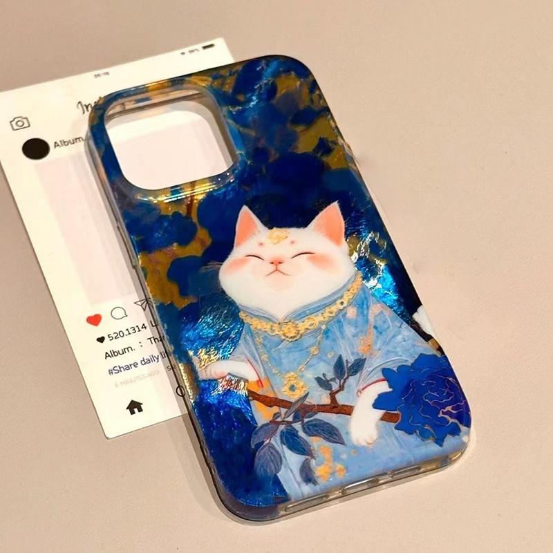 Кот в традиционном платье с золотыми акцентами, Чехол для телефона Funda For iPhone 17 Air 16 15 13 12 11 ProMax Pro Plus, Противоударный чехол