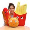 Cartoon Snacks Pillow Expression Pack Hamburger Grilled Sausage Popcorn French Fries Bread Ice Cream Doll Plush Toy