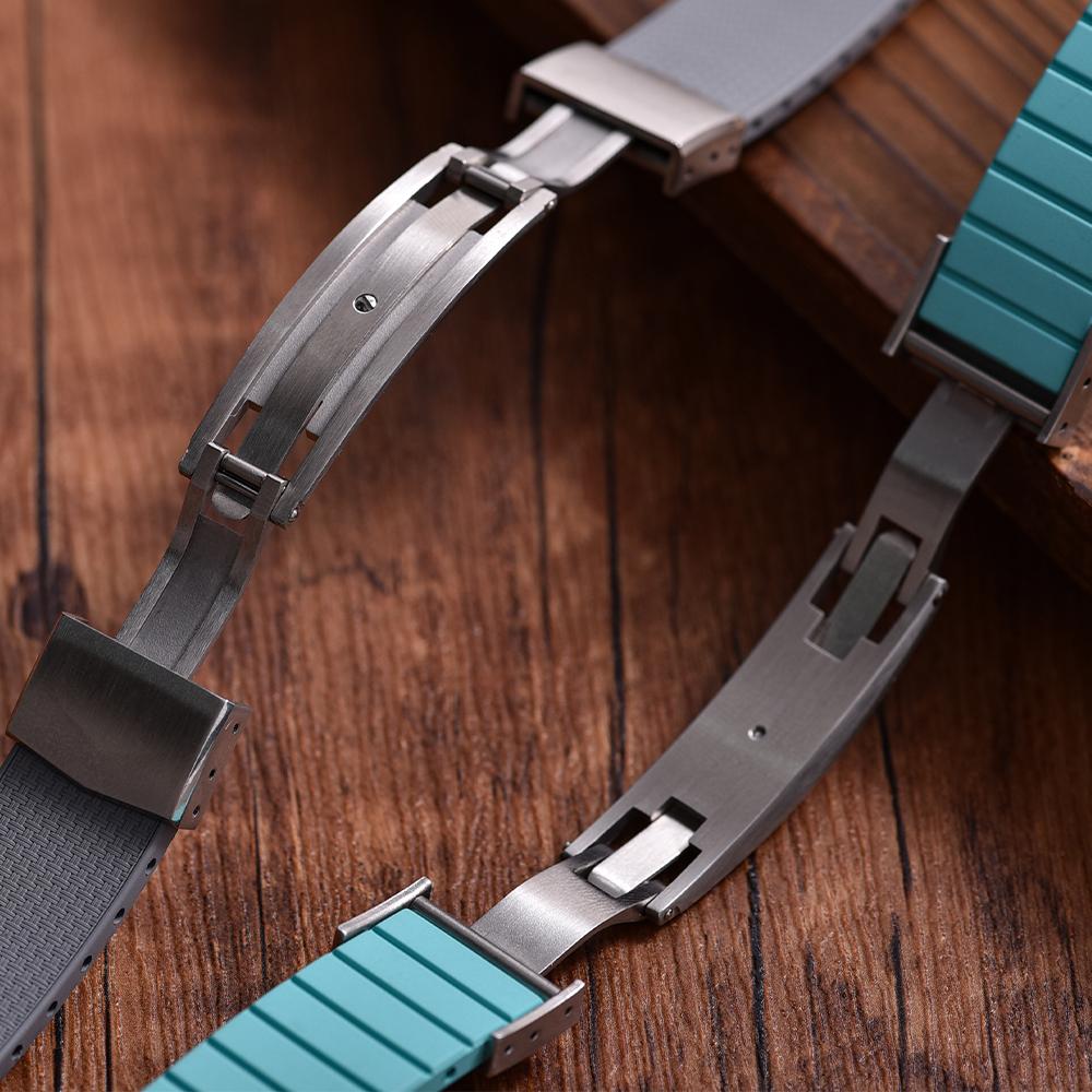 20 мм каучуковые ремешки Delugs CTS Fkm для часов с застежкой-бабочкой 4 цветов Уникальная текстура Быстросъемный ремешок для часов для брендовых часов