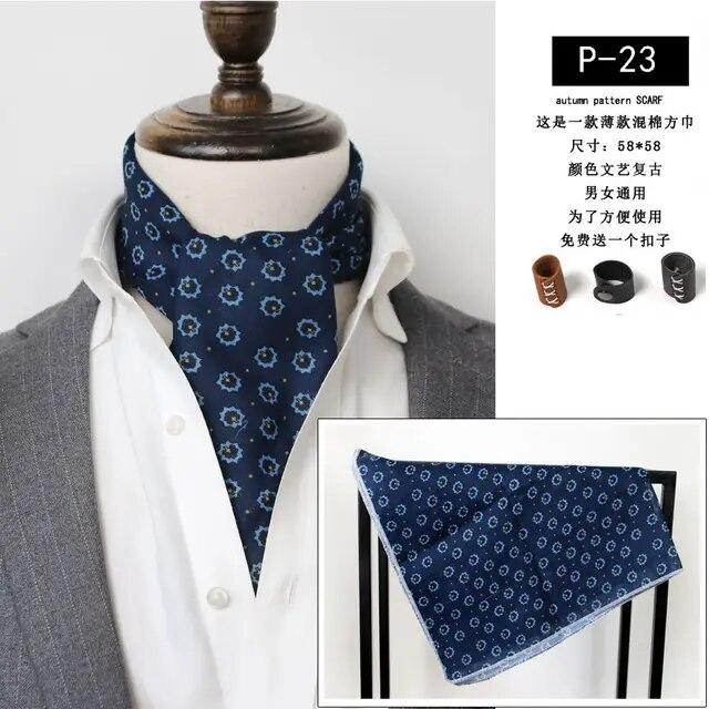 Cotton and Linen Men's Artistic Retro Scarf Korean Spring Autumn Winter Scarf Hip Hop Street Style Scarf Small Square Towel