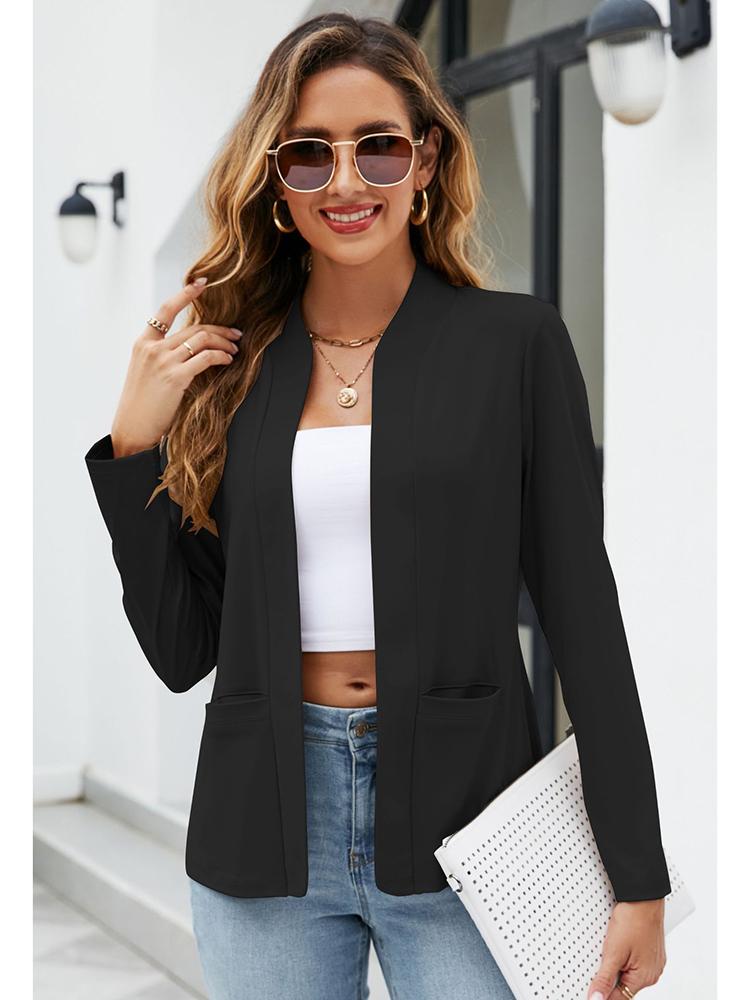 Осенние женские пиджаки с воротником на заказ и карманами, повседневные однотонные однотонные лоскутные женские костюмы с длинными рукавами, пальто, женские рабочие топы