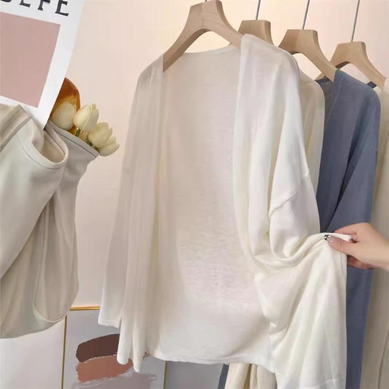 Кардиган вязаный ленивый ветер большого размера весна и лето тонкая блузка-солнцезащита темперамент куртка женская