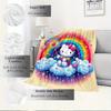 1pc Hello Kitty Rainbow Cloud Flannel Blanket - Seasonal Home Decor, Comfortable and Machine Washable, Perfect for All Ages, Perfect for Any