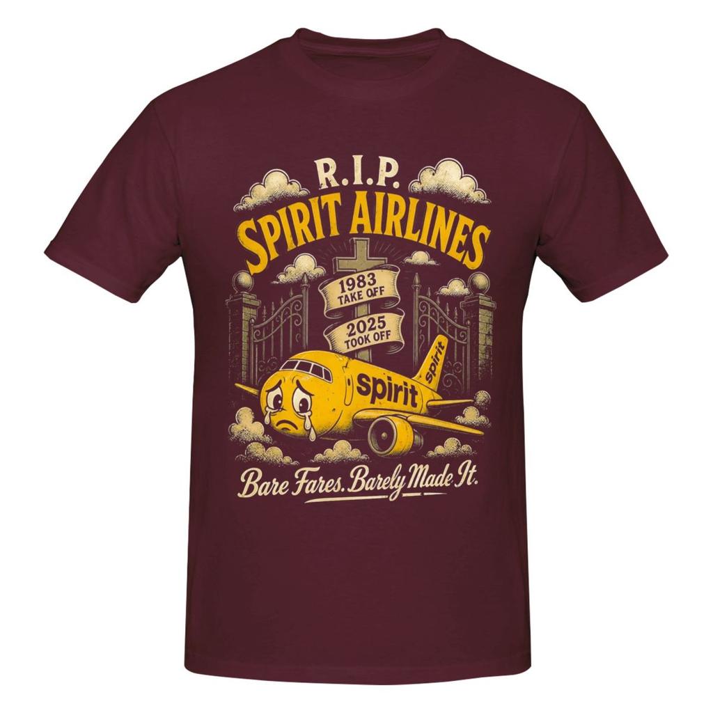 Унисекс RIP Spirit Airlines 19832026 Смешная футболка 2026 Винтажная хлопковая футболка с круглым вырезом Мужская